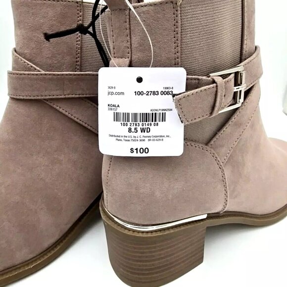 Liz Claiborne Emberly Koala Suede Taupe Boots Women's Size 8.5 Wide Width - Picture 10 of 12